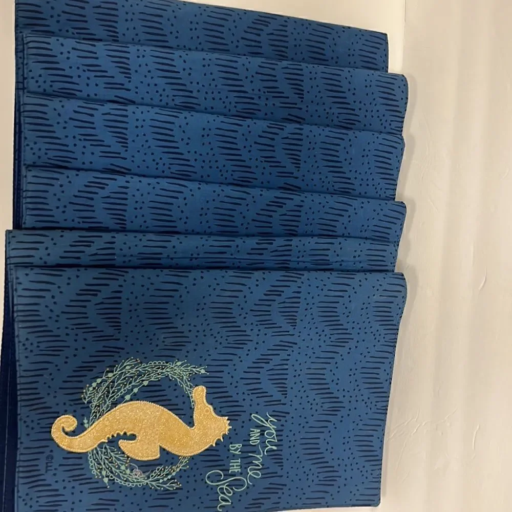 Six cotton placemats with seahorse “ you and me by the sea”